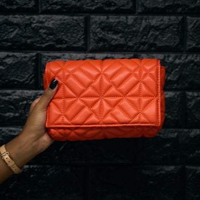 orange double woven handbag
