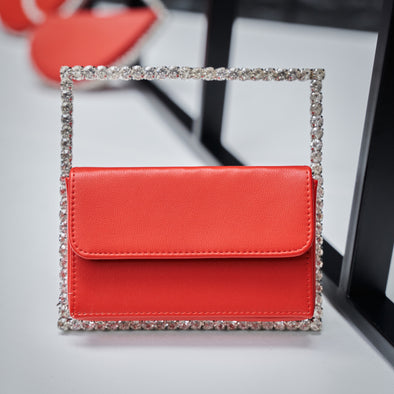 be squared bling purse - red