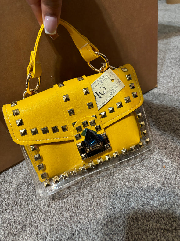 yellow gold studded handbag