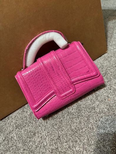 pink croc print handbag