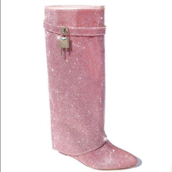 pink rhinestone shark boot - mutto