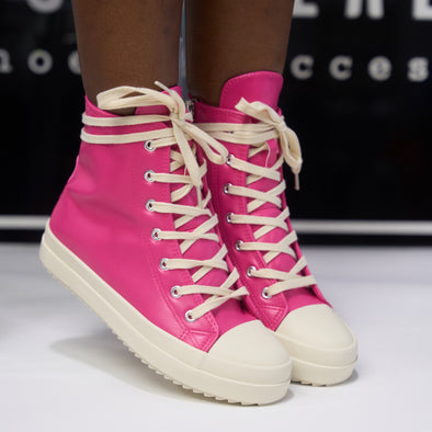 pink faux leather canvas sneaker mania