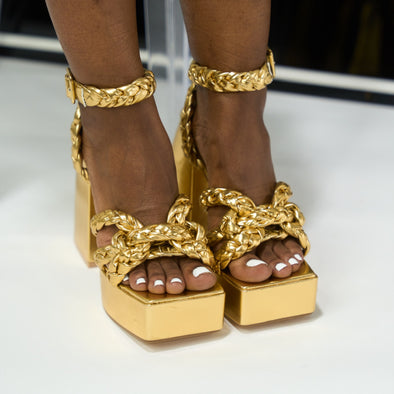 gold super chunk woven sandal - libertine