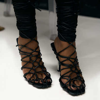 bella strappy heels - black