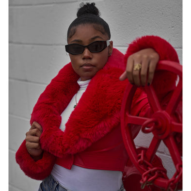 crush on you -  red faux leather jacket