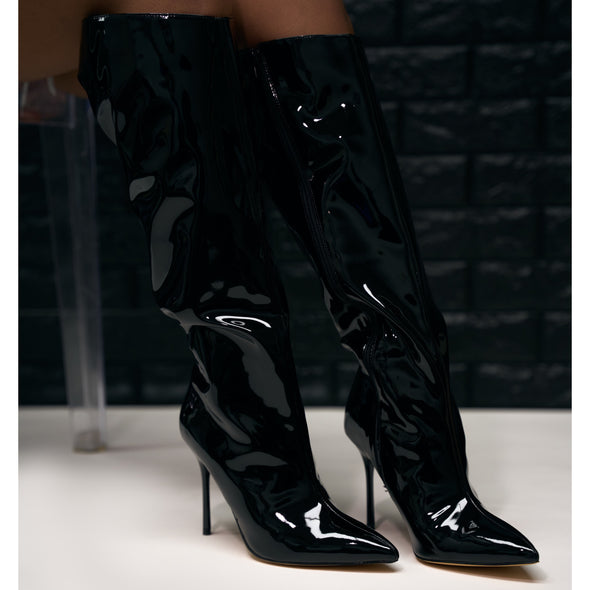 frenzy patent leather boots