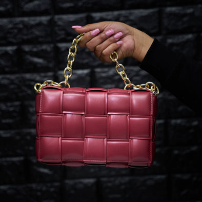 burgundy woven handbag-blonka