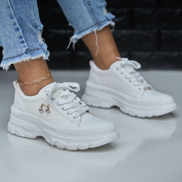 white lace up sneaker - charlie