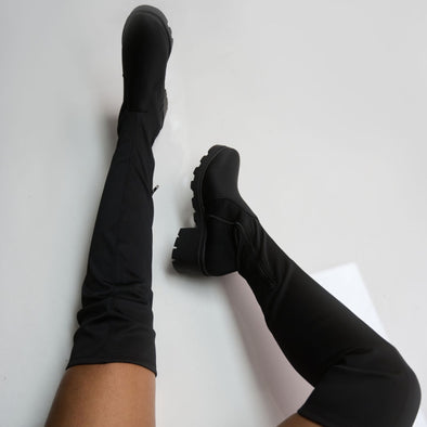 leema knee high boots - black